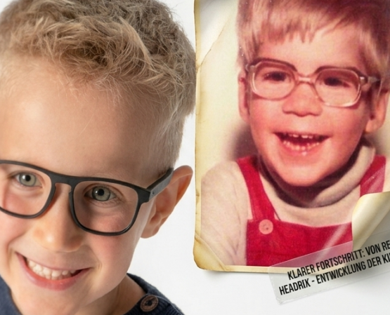 Coole Looks für Kids: Der 70er-Jahre Kinderbrillenstyle im Vergleich mit HEADRIX heute (KI erstellt mit Originalbildern) als Titel