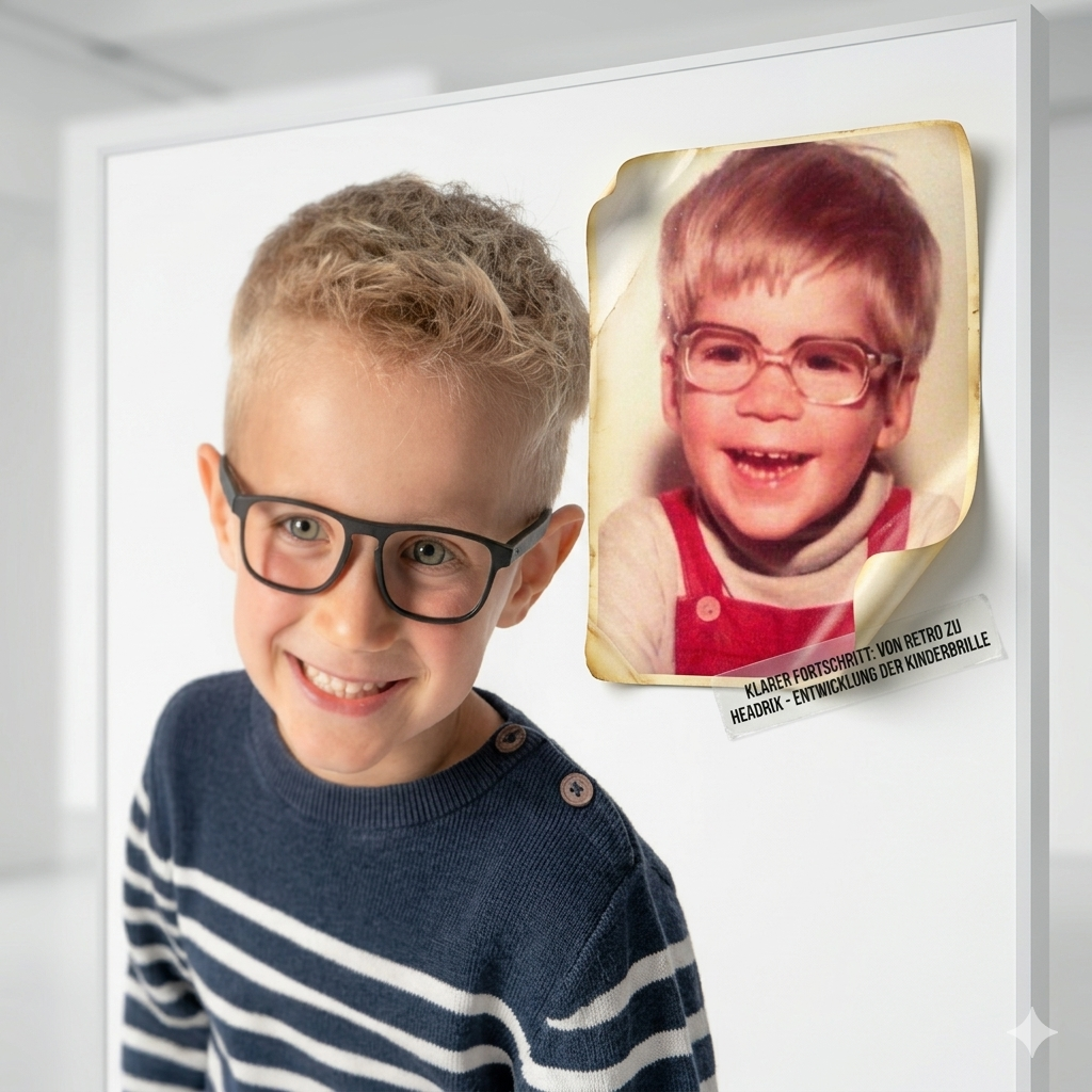 Coole Looks für Kids: Der 70er-Jahre Kinderbrillenstyle im Vergleich mit HEADRIX heute (KI erstellt mit Originalbildern) 